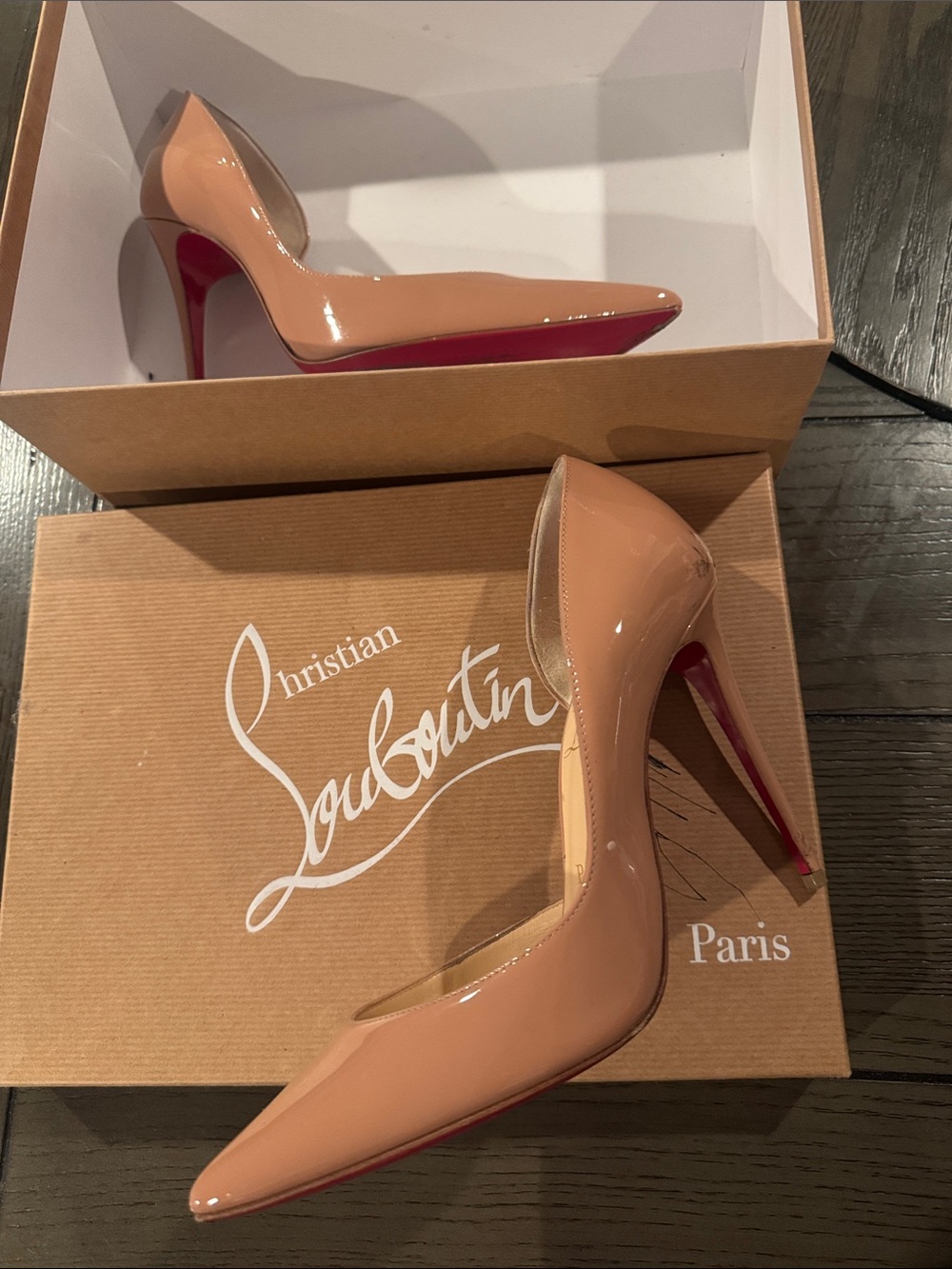 Christian Louboutin Blush Patent Pigalle 100mm Pumps with Red Sole